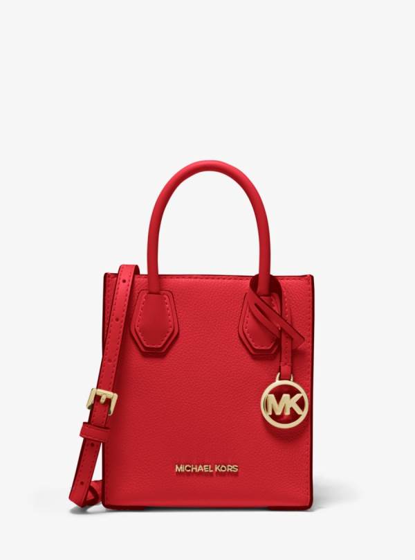 Damske Prenosná Taška Michael Kors Mercer Extra-Small Pebbled Leather Červené - Kabelky Michael Kors Sleva | NZBOL-2640